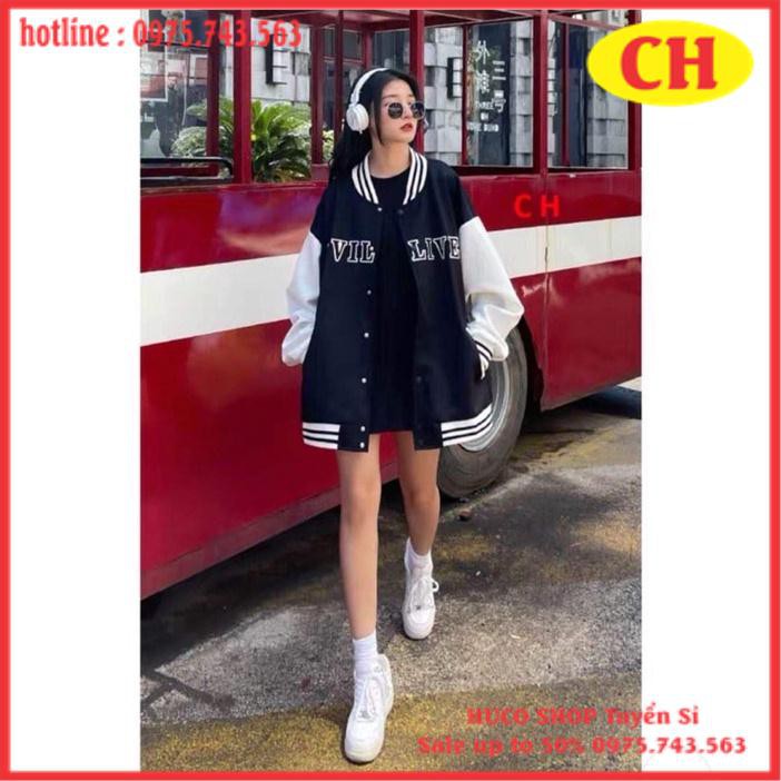 Áo Khoác bomber chất nỉ cotton LiVE  phối tay thu đôngnam nữ form thụng unisex freesize mặc đôi nhóm style hàn