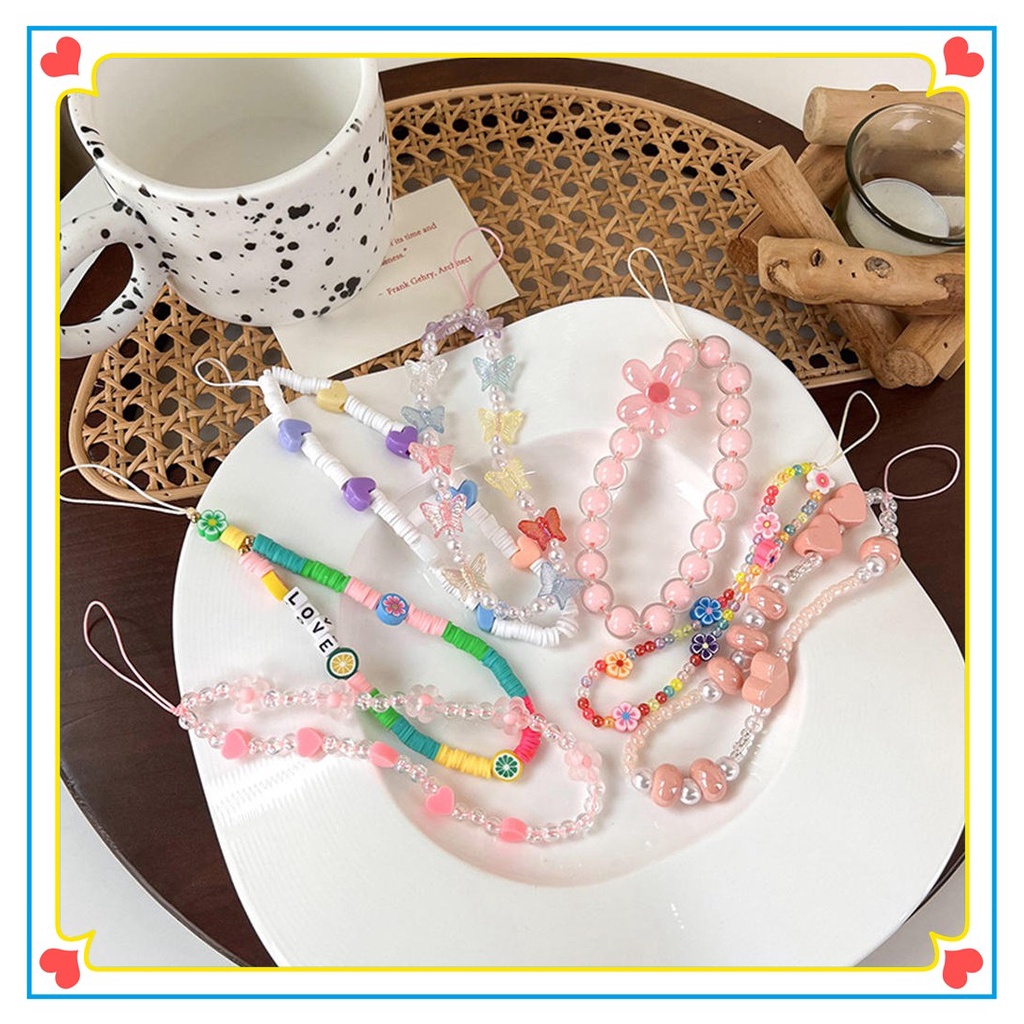 Dây Đeo Điện Thoại Chuỗi Hạt Nhiều Màu Hình Gấu Màu Kẹo Dễ Thương Cho Nữ