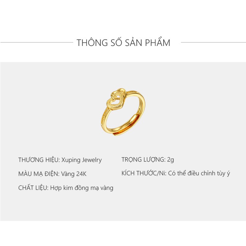 Nhẫn Nữ Mạ Vàng 24K, Thiết Kế Trái Tim Đơn Giản Hàn Quốc - XPN08