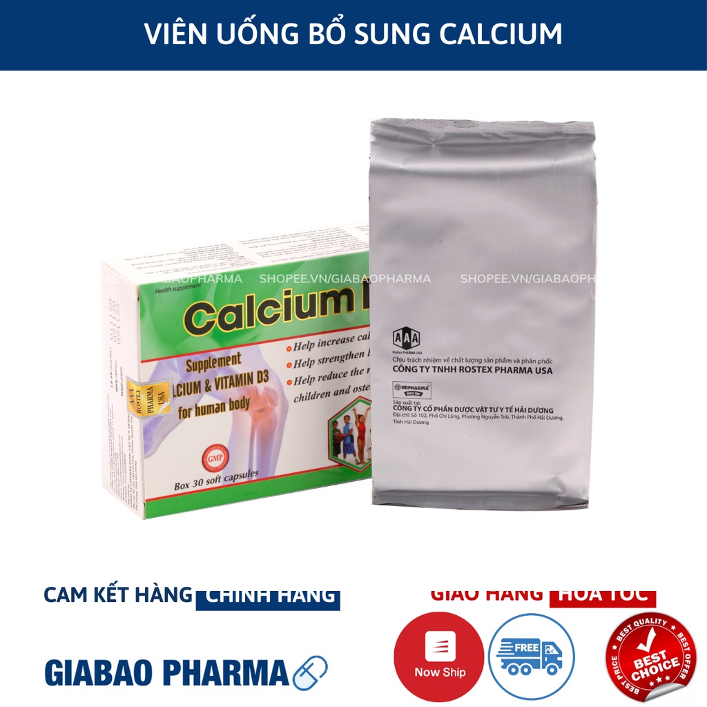 Viên uống CALCIUM NANO bổ sung canxi D3 giúp tang chiều cao, chắc xương – Hộp 30 viên