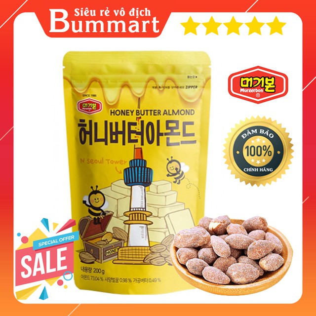 ⚡GIÁ HỦY DIỆT⚡ Hạnh Nhân Tẩm Bơ Mật Ong Murgerbon Hàn Quốc 200g