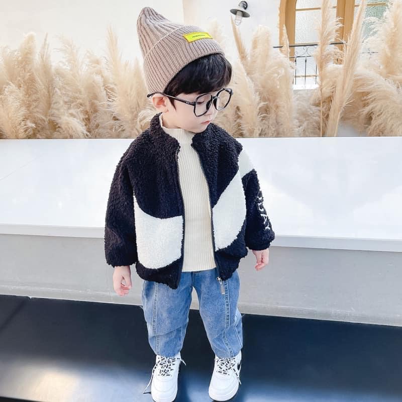 Áo khoác bé trai bé gái lông cừu Ni Today chất bông mềm siêu ấm