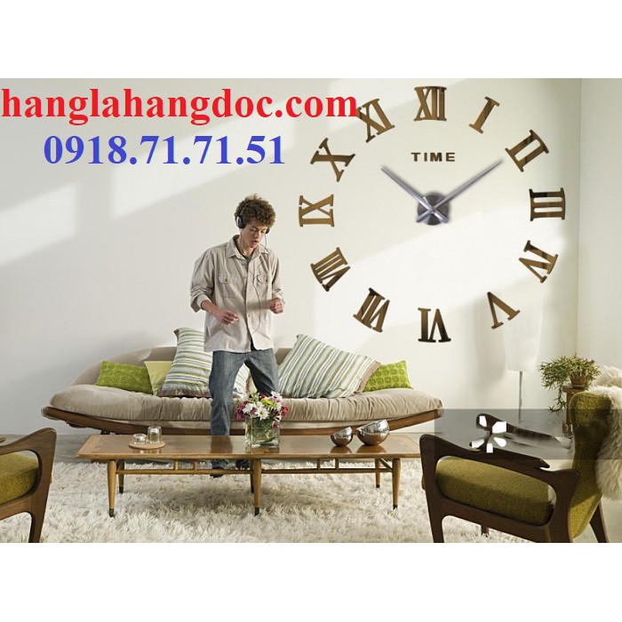 Đồng hồ dán tường trang trí nghệ thuật DIY, chữ số La Mã version 18