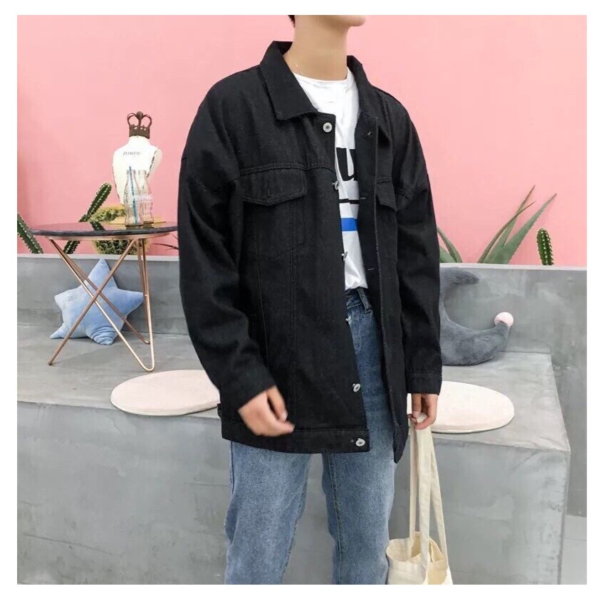 áo khoác jean đen trơn mẫu mới số 9884