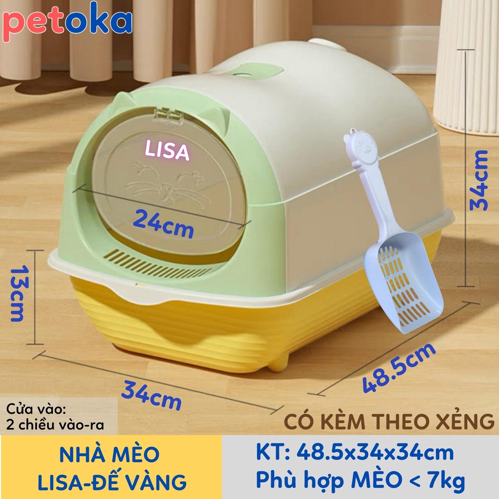 Nhà vệ sinh mèo kín 2 cửa có cửa mở ra trên đỉnh