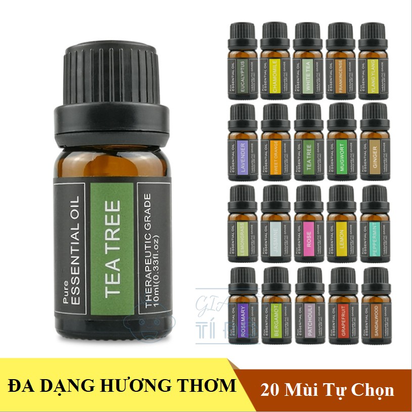 Tinh Dầu 100% Chiết Xuất Thiên Nhiên Cao Cấp Dung Tích 10ml - 20 Mùi Tự Chọn