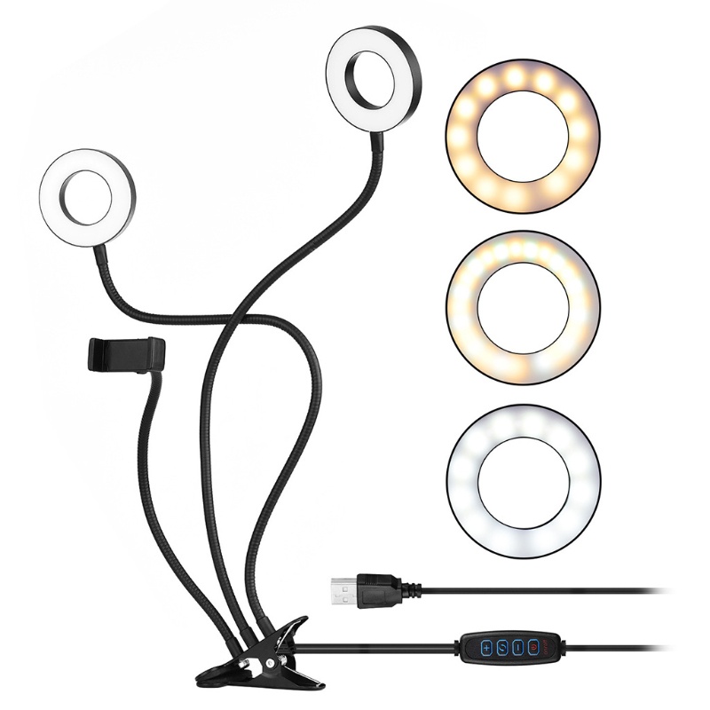 Vòng Đèn LED zzz 3.5 &quot;3 Chế Độ Sáng Kèm Giá Đỡ Ba Chân + 3 Giá Đỡ Điện Thoại + 3 Chế Độ Chiếu Sáng Trang Điểm