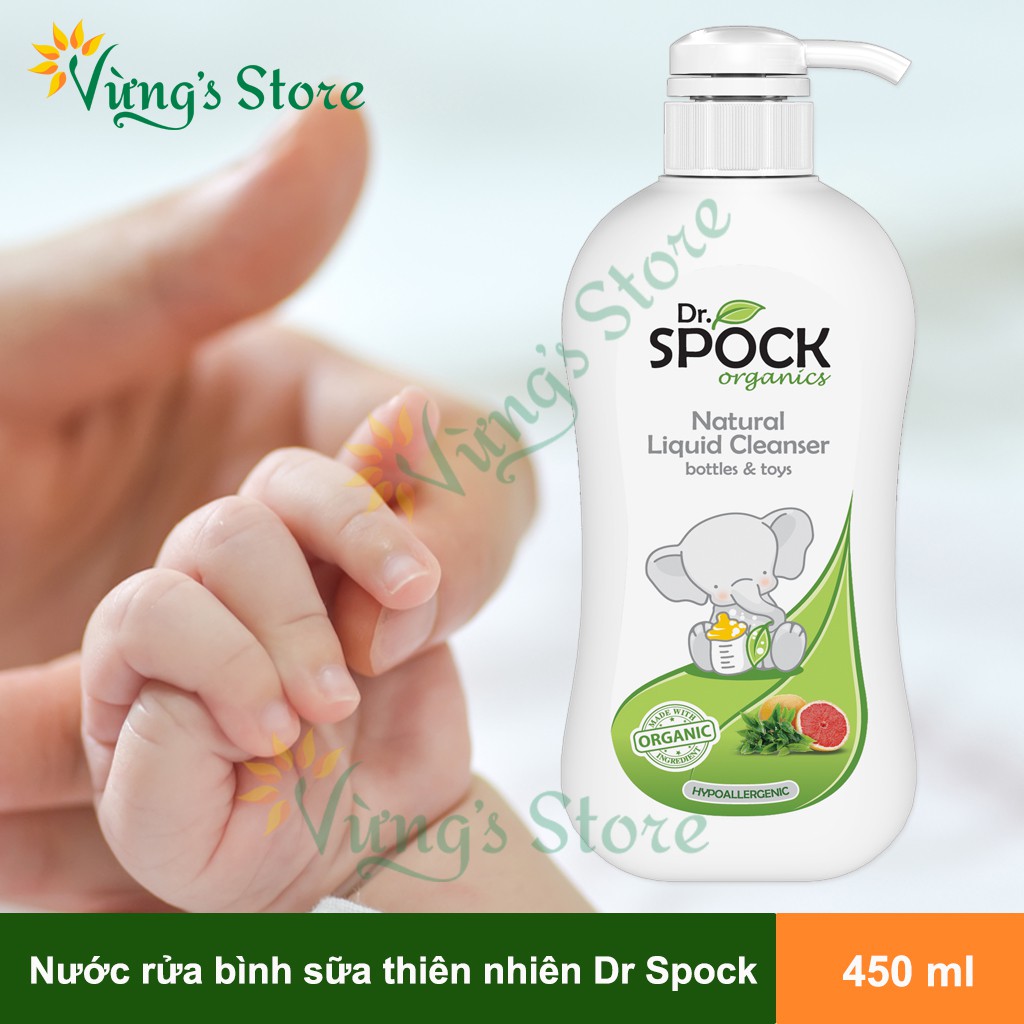 2 Chai Nước Rửa Bình Sữa Trẻ Em Thiên Nhiên Dr. Spock Organics (450ml)