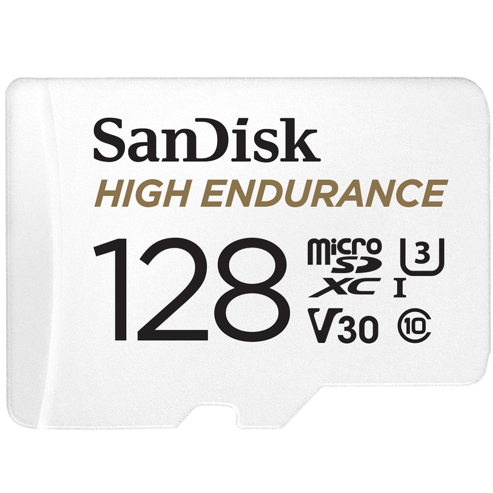 Thẻ nhớ microSDXC Sandisk High Endurance 128GB V30 UHS-I U3 4K R100MB/s W40MB/s chuyên camera quay đến 10,000 giờ (Trắng