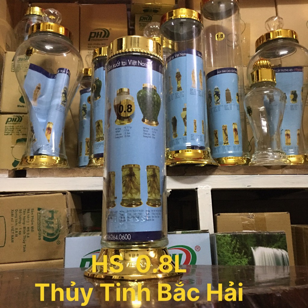 BÌNH NGÂM RƯỢU THỦY TINH CAO CÂP 0.8 Lít -THỦY TINH BẮC HẢI