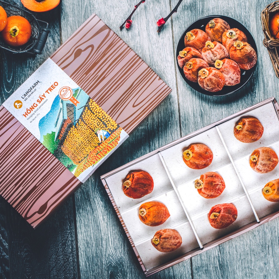 Hồng sấy treo gió Nhật Bản L'angfarm, dòng đặc biệt, 270g, hộp, mẫu vân gỗ