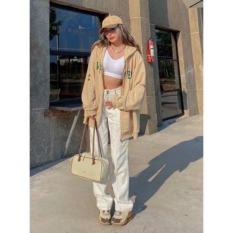 Áo khoác mũ trùm dài tay in họa tiết phong cách mùa thu cho phái nữ | BigBuy360 - bigbuy360.vn