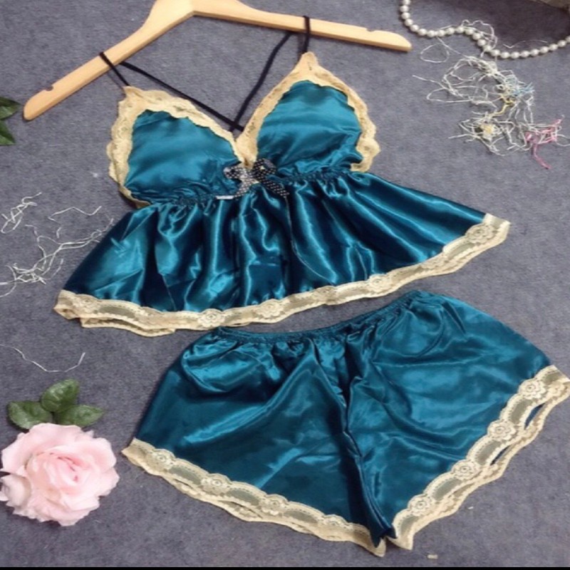 Đồ Ngủ Sexy Nữ-Đồ Ngủ 2 dây chất phi lụa có mút ngực (ảnh +video thật)