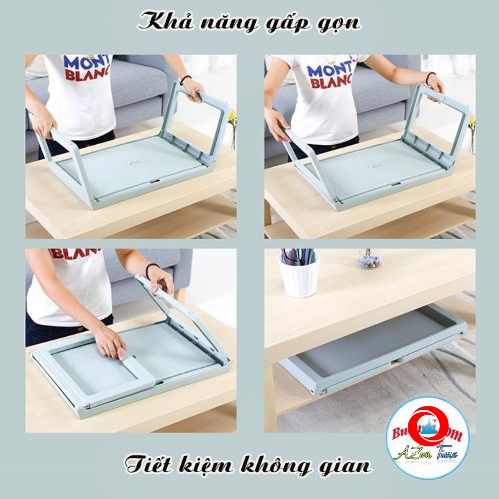 [HÀNG XUẤT KHẨU] Bàn Học Gấp Gọn Cho Bé Thông Minh, Bàn Nhựa Việt Nhật Cao Cấp Có Khe Cắm Bút Cắm Ipad - AZON TIME