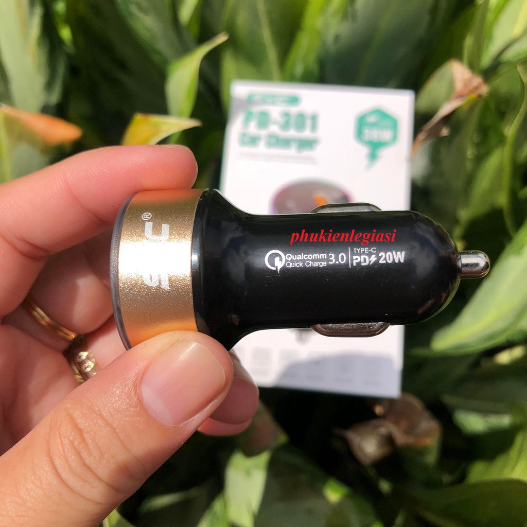 Cốc sạc xe hơi SYC 301 có cổng PD hỗ trợ sạc nhanh