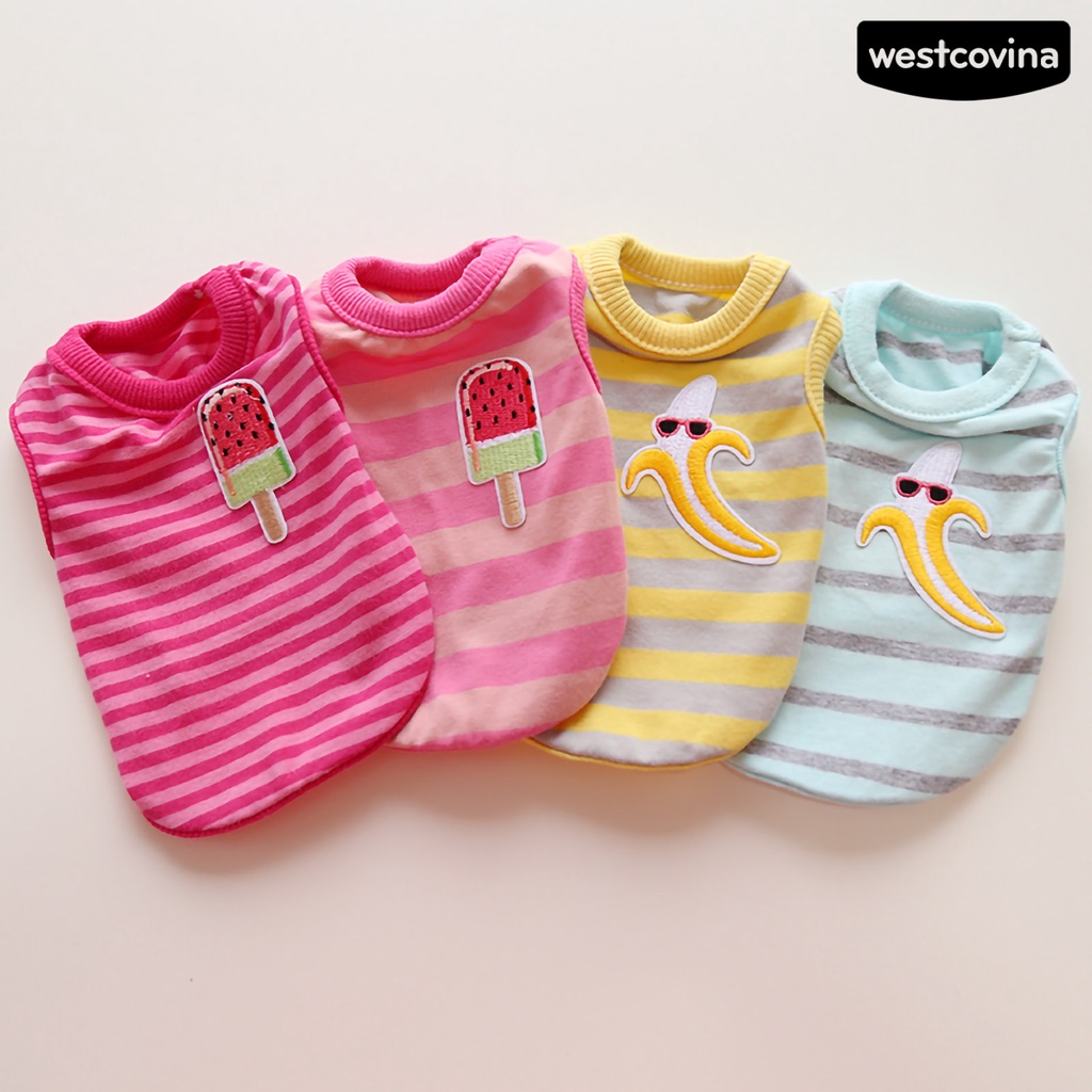 [Mới]♞Áo Thun Họa Tiết Sọc Thoáng Khí Thời Trang Dành Cho Thú Cưng