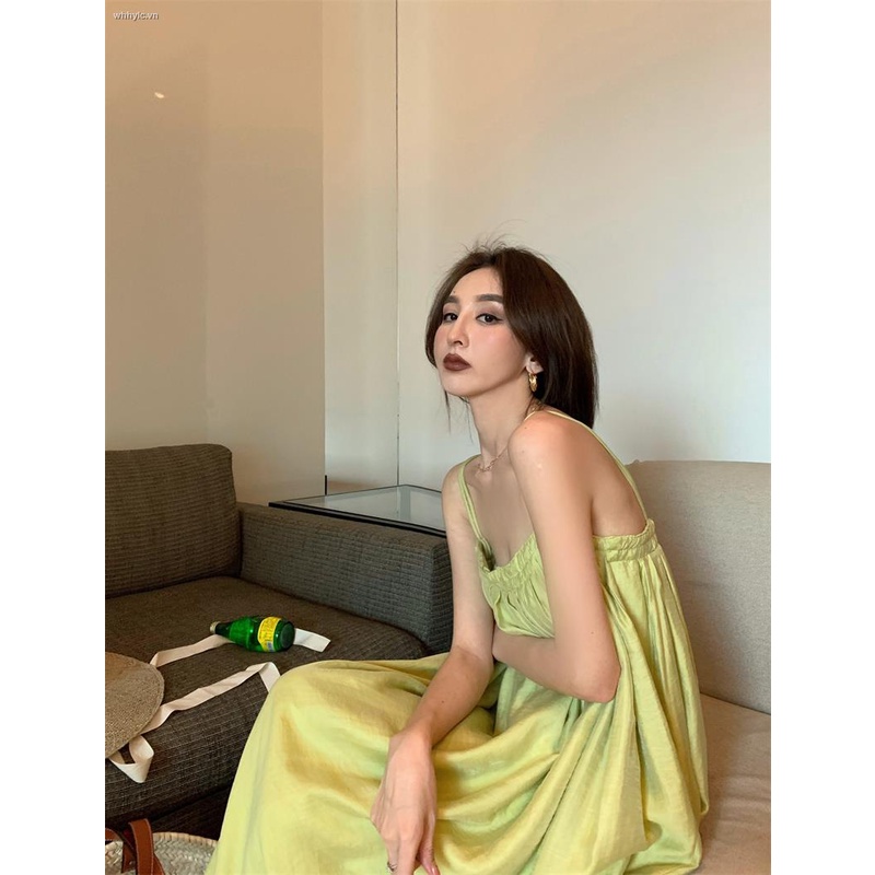 Honypove Đầm chiffon hai dây phong cách Xuân Hè thời thượng