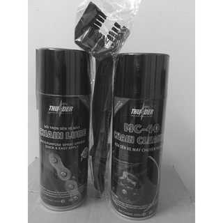 Combo trọn bộ vệ sinh sên Thunder - Rửa sên Chain Clearner MC-40 + Bôi trơn sên Chain Lube + Bàn chải vệ sinh sên