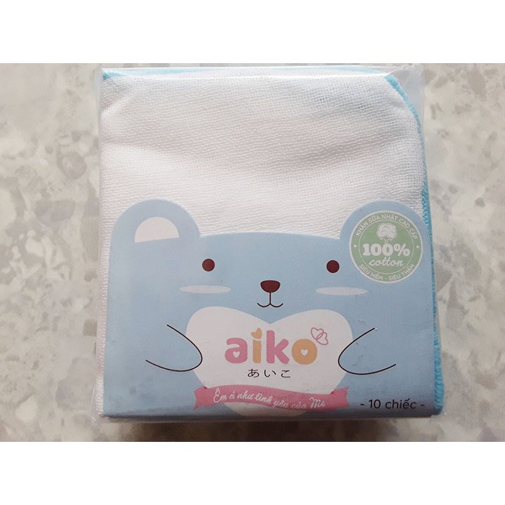 Khăn Sữa Xuất Nhật Aiko 10 cái 4 Lớp (25x25)
