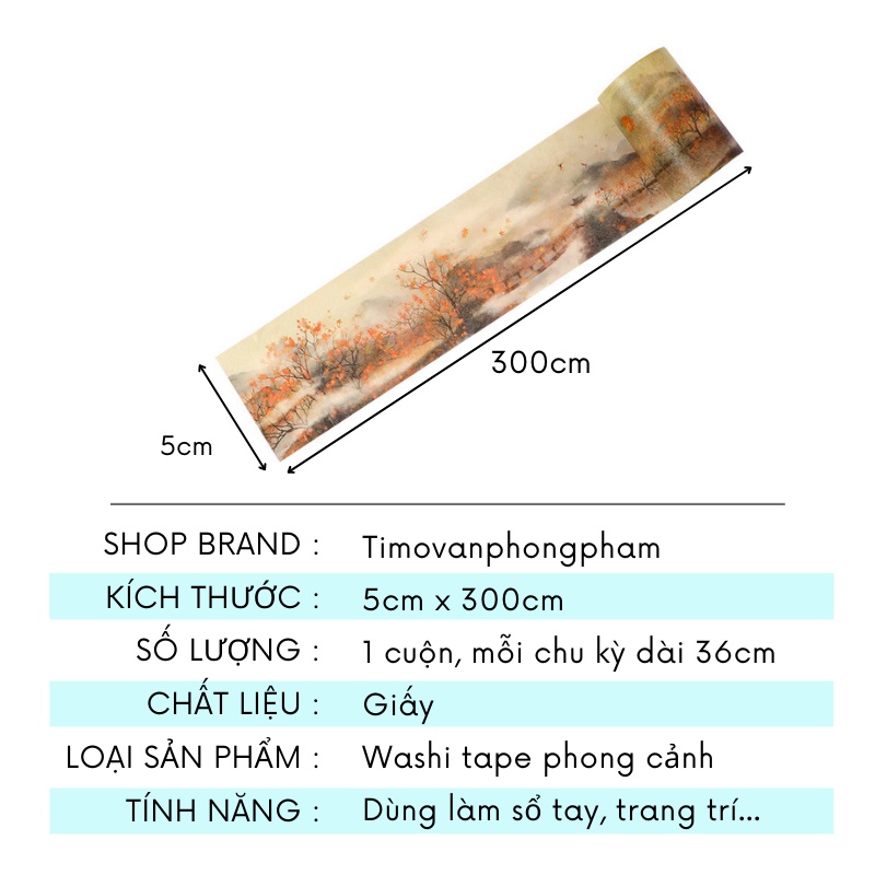 Washi Tape Set Cổ Trang Phong Cảnh Nhiều Loại  Vintage Cuộn Sticker Dán Trang Trí WS4