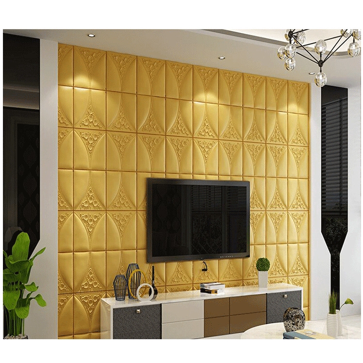 Miếng Dán Tường Bằng Xốp Mềm 3D Tự Dính Cách Âm Chống Nước Chống Va Chạm Kích Thước 70 * 70cm Trang Trí Phông Nền TV / Phòng Khách
