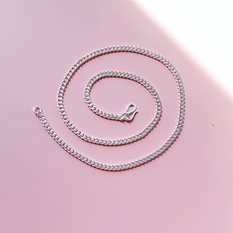 Dây chuyền họng đơn phay bạc ta chuẩn sáng đẹp cho bé-THJ SILVER