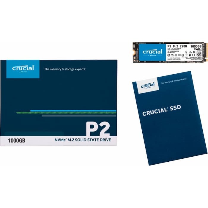 SSD Crucial P2 1TB NVMe PCIe Gen 3x4 M.2 2280 - CT1000P2SSD8