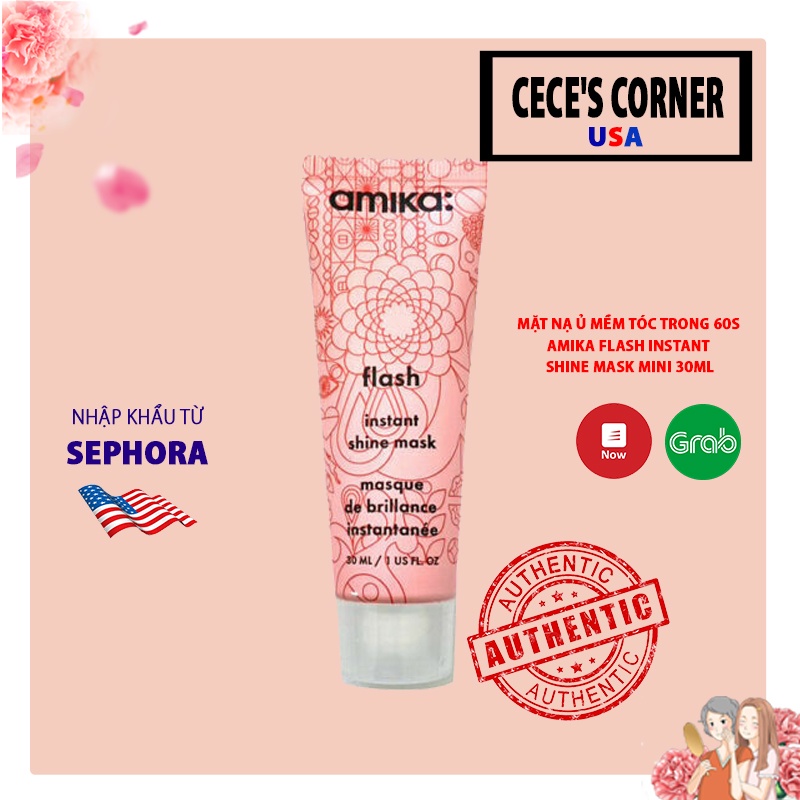 Mặt nạ ủ mềm tóc trong 60s Amika Flash Instant Shine Mask Mini 30ml [BII SEPHORA]