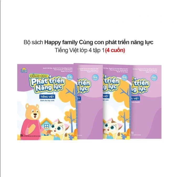 Sách - Combo 4 cuốn Happy family Cùng con phát triển năng lực Tiếng Việt lớp 4 tập 1
