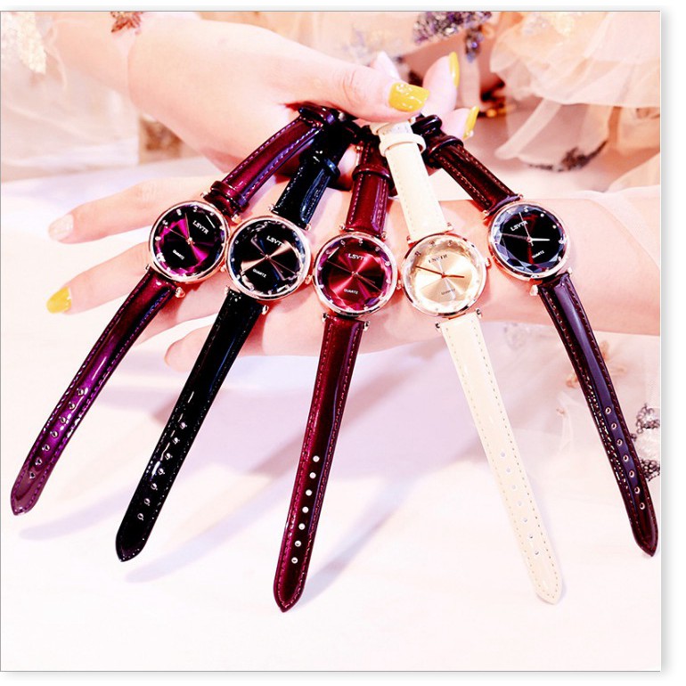 [GIÁ RẺ VÔ ĐỊCH] Quý cô Hàn Quốc - Đồng hồ nữ chính hãng LSVTR 6605 dây da thiết kế mặt long lanh