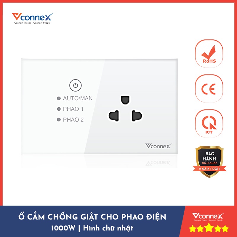 Ổ cắm chống giật cho phao điện, bồn, bể ngầm Vconnex. Nút bấm cảm ứng bật tắt an toàn bảo hành chính hãng