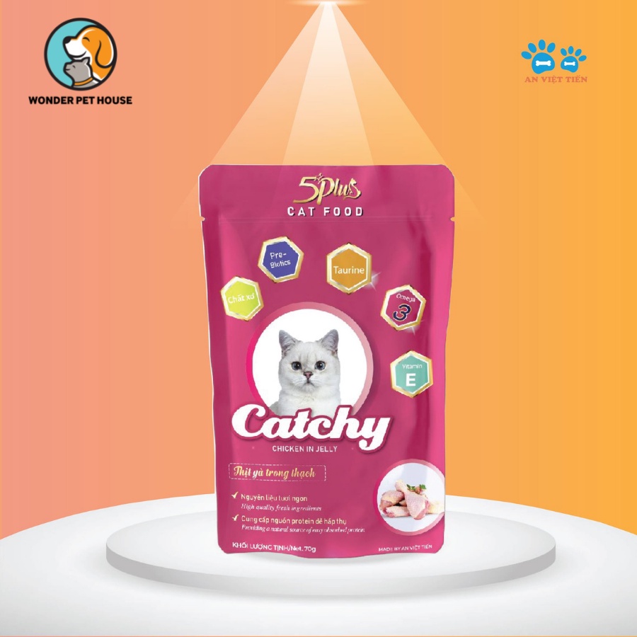 Pate 5Plus Catchy cho mèo 70g vị cá gà thơm ngon bổ dưỡng