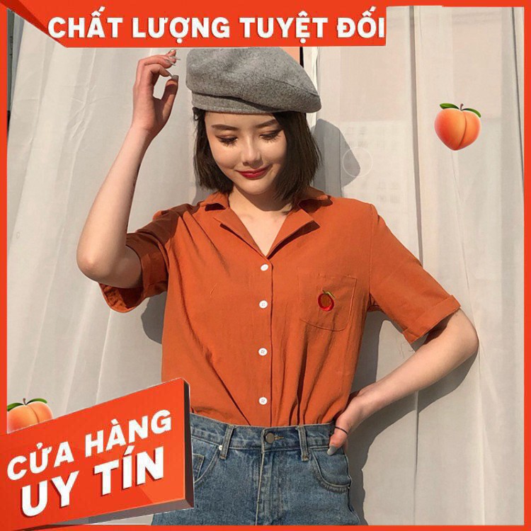 Áo sơ mi tay ngắn hoạ tiết hình trái cây thiết kế thanh lịch cho phái nữ - Hàng nhập khẩu