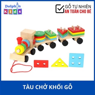 🐳🐳 Đồ Chơi Đoàn Tàu Hoả Thả Cọc Hình Khối Bằng Gỗ Nhiều Màu Sắc Cho Bé🌹- đồ chơi giáo dục montessori cao cấp