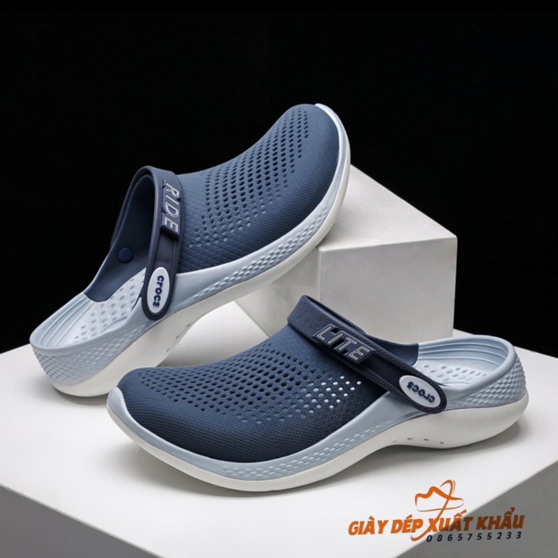 - Dép Sục Nam Nữ Literide Gắn Chữ Navy Ghi - Siêu Mềm, Bền, Êm Chân, Full Box Xịn
