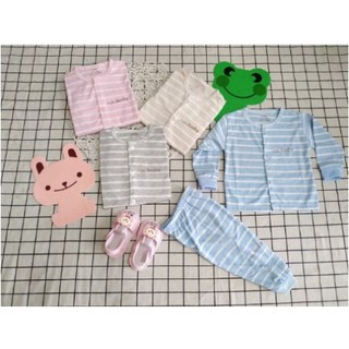 Sale 01 Bộ quàn áo thu đông hàng Việt Nam xuất Khẩu mã kẻ cho bé trai và bé gái từ 0 - 15 tháng tuổi cực ấm áp đáng yêu