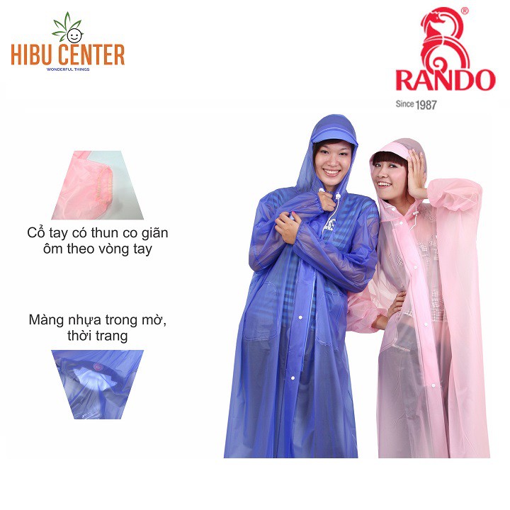 Áo Mưa RANDO Poncho Dây Kéo Trong Màu | Trẻ Trung, Thời Trang, Gọn Nhẹ | hibucenter