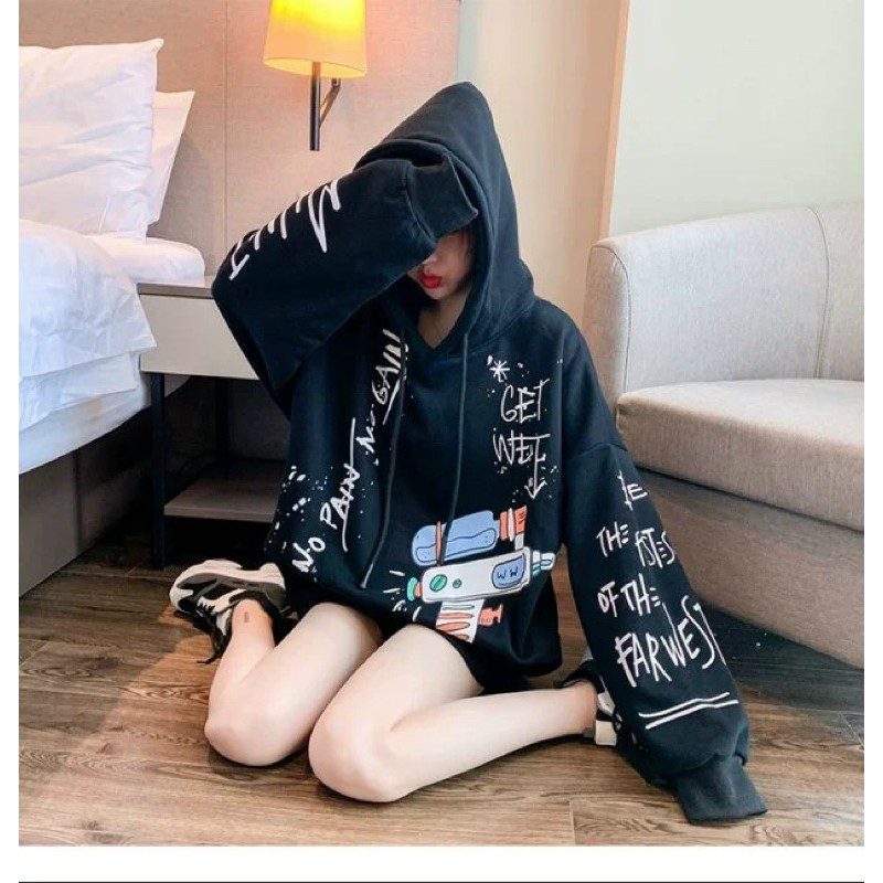 Áo hoodie nữ unisex The 2N In tên lửa, Áo khoác nỉ unisex 2 lớp dày dặn chất lượng, Freesize 45-60kg