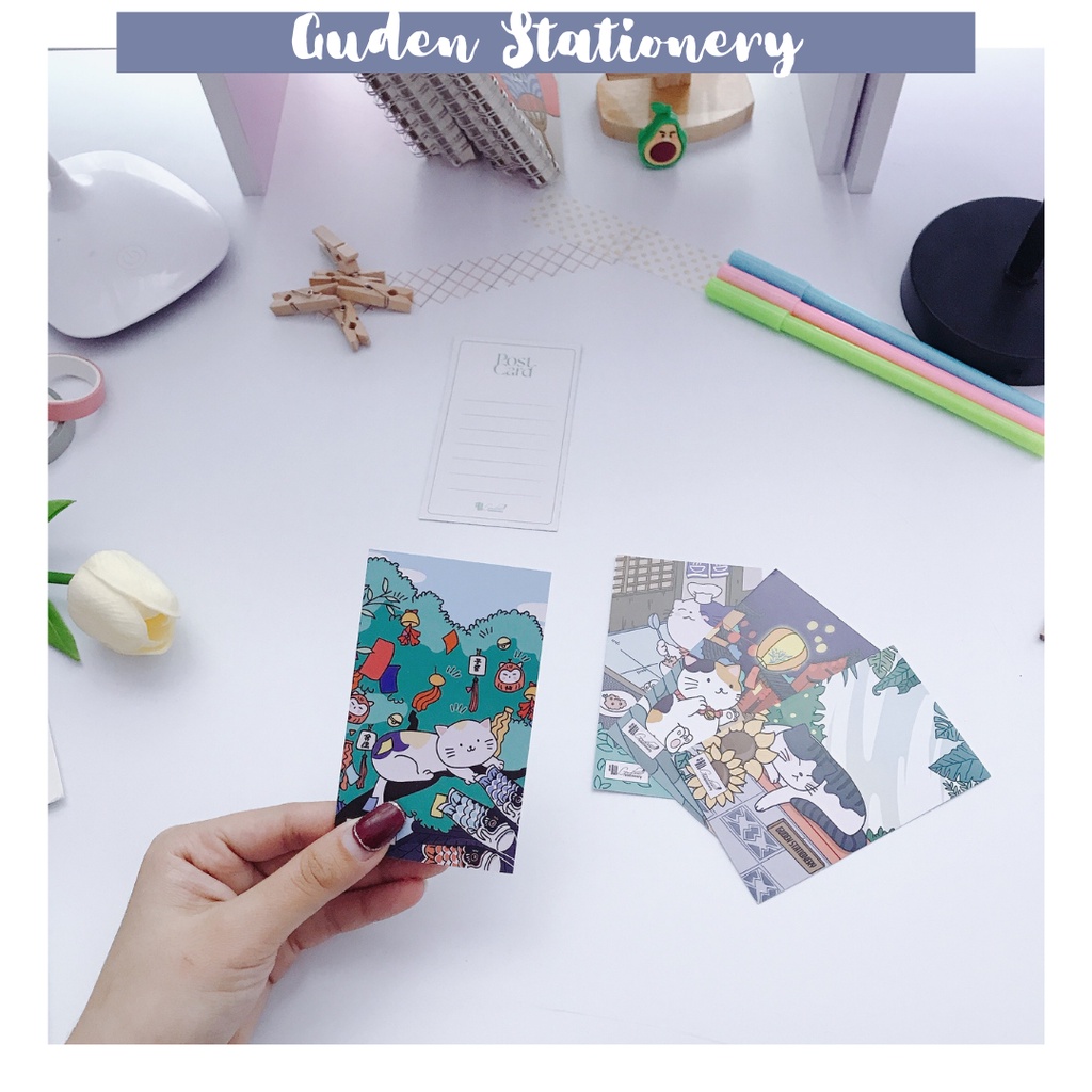 Bưu thiếp mèo Nhật Bản dễ thương_Postcard mèo Nhật Bản_Guden Stationery