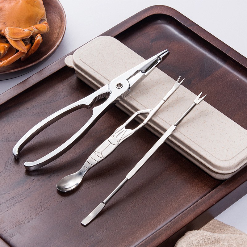 Bộ kẹp cua, nĩa ăn cua, ăn ghẹ inox 304 cao cấp an toàn vệ sinh tiện dụng đa năng