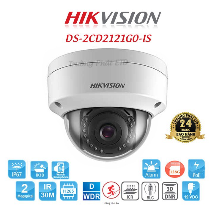 Camera IP Dome hồng ngoại 2.0 Megapixel HIKVISION DS-2CD2121G0-IS