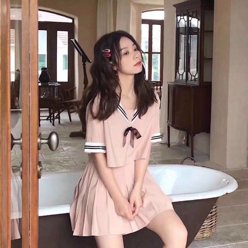 Set váy Lolita cổ thủy thủ - Set đồng phục học sinh Nhật Bản 👗