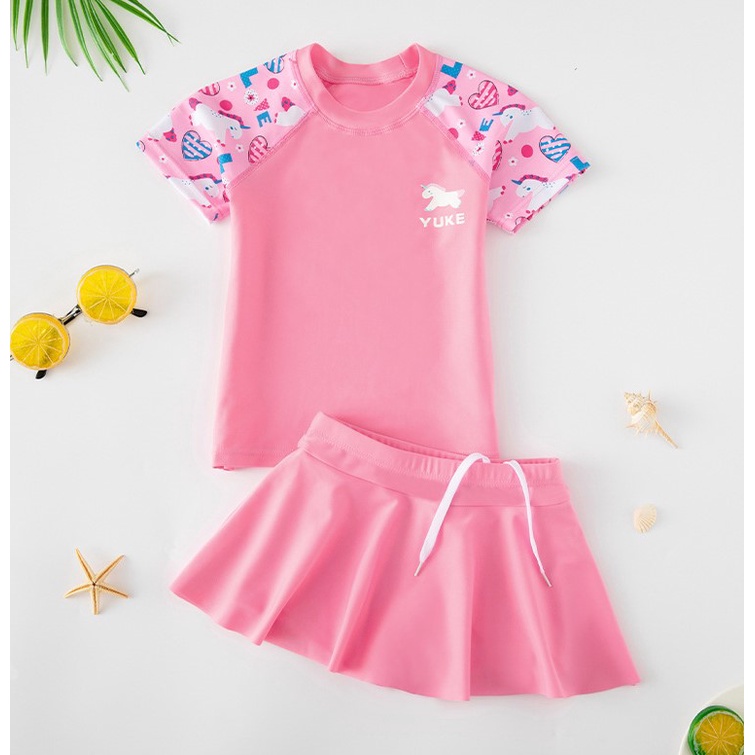 Áo bơi bé gái size đại  kỳ lân tim hồng size từ 12 - 50kg