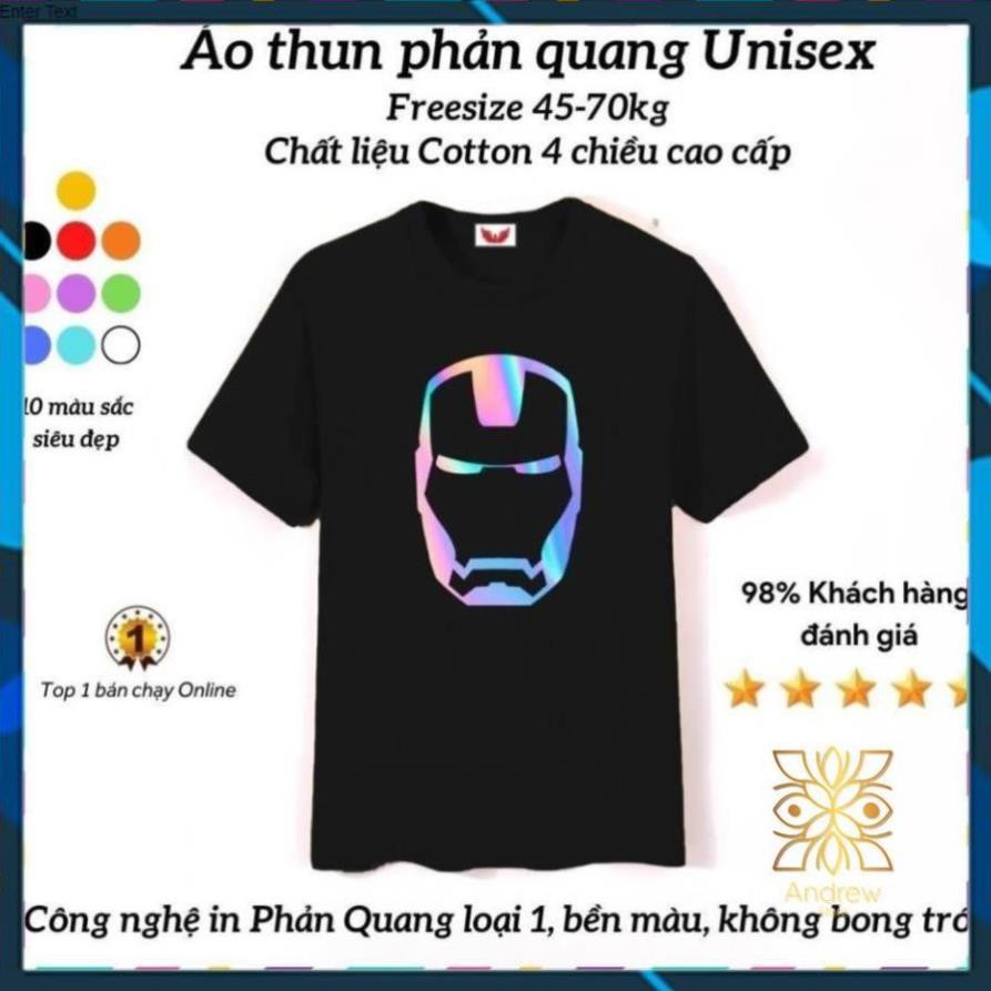[TẶNG KÈM NÓN CHẤT] - Áo Thun unisex Phản Quang Iron Man, chất Cotton cao cấp freesize cho nam và nữ