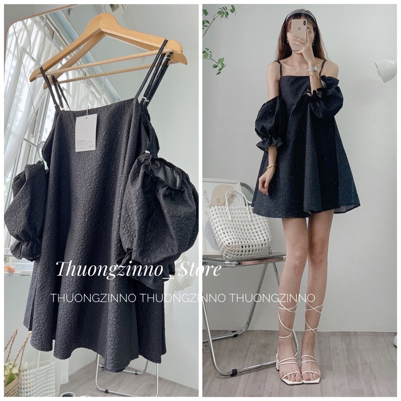[Ảnh thật/Video]Váy trễ vai tay rời Susu mới mặc được hai kiểu Đầm trễ vai hai lớp sang chảnh