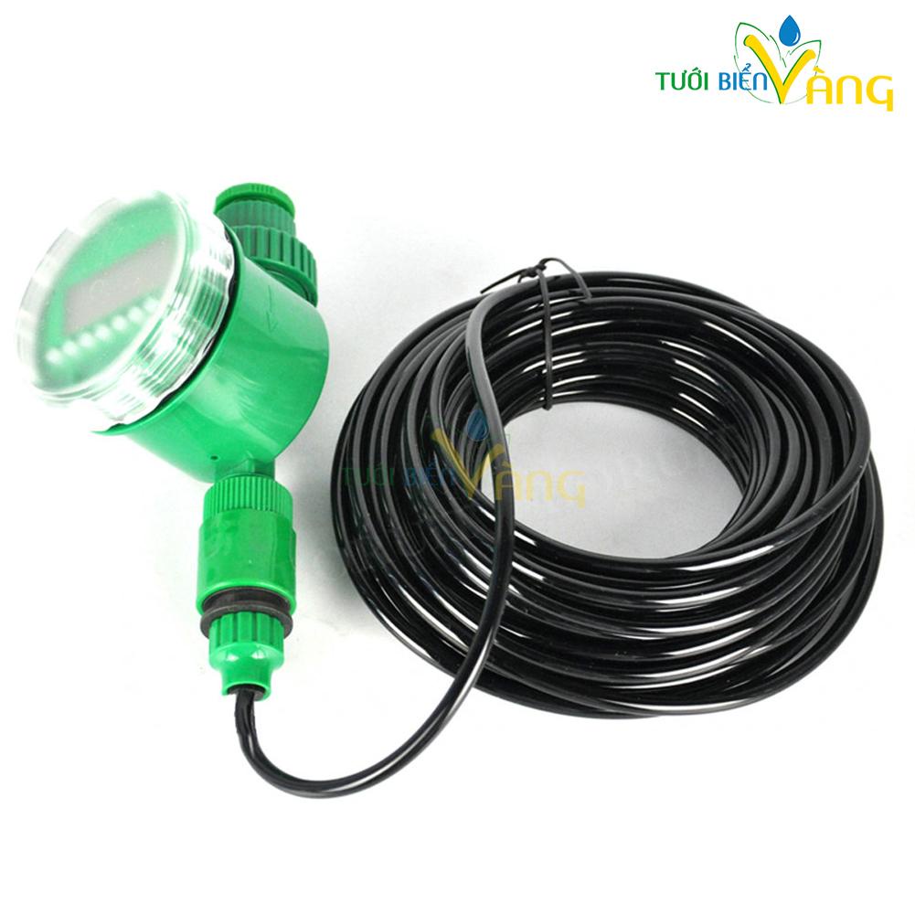 Combo bộ tưới cây tự động 30 đầu tưới nhỏ giọt 25m dây dẫn nước 01 đồng hộ đặt tưới tự động hàng ngày và đầy đủ phụ kiện