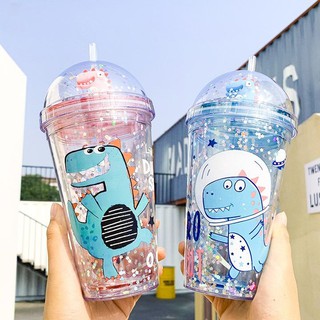 Bình nước Giữ nhiệt 500ml 2 lớp KHỦNG LONG cute
