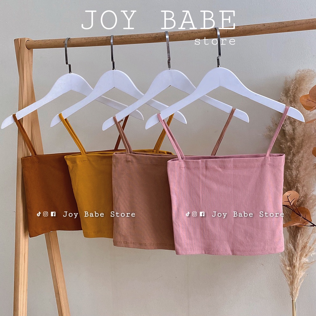 Áo 2 dây croptop kiểu basic JOY BABE 🧡 thun xịn hack dáng, áo hai dây nữ trơn form ôm body màu trắng đen nude CROH 1