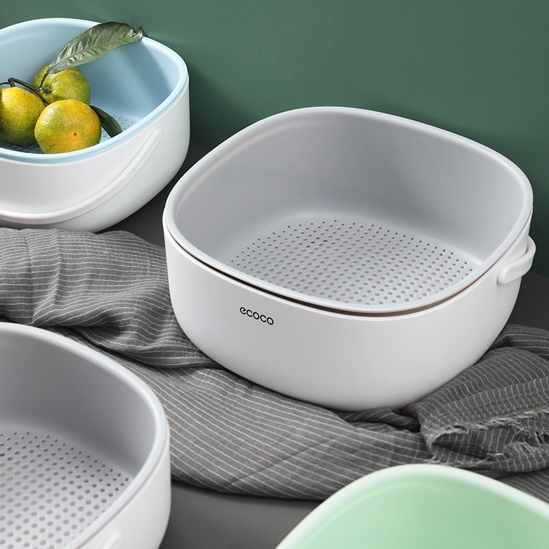 Chậu rổ 2 lớp thoát nước có quai ECOCO cao cấp
