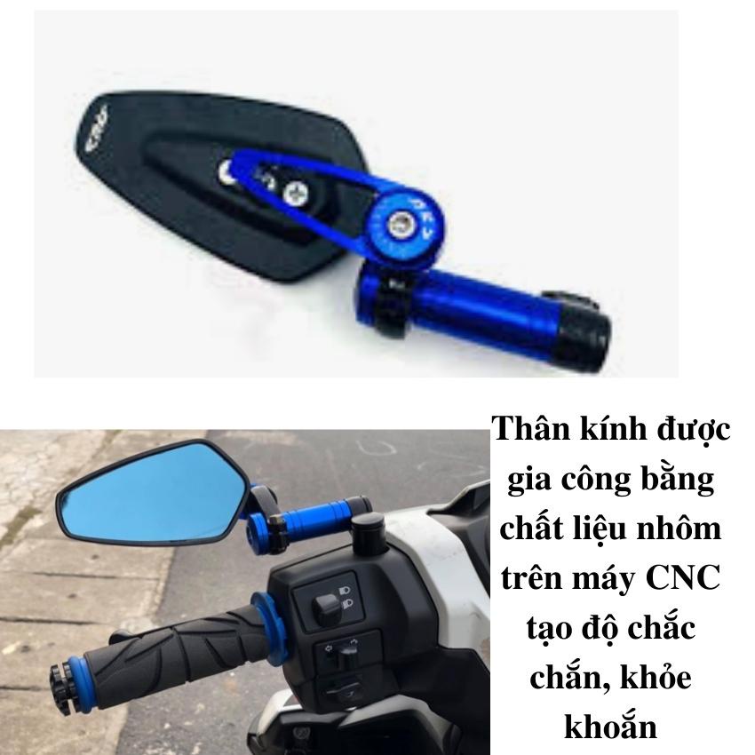 Gương gù xe máy gắn chân kính có thể xoay gập 360 độ phù hợp láp mọi loại xe, có ôc và lục giác đi kèm